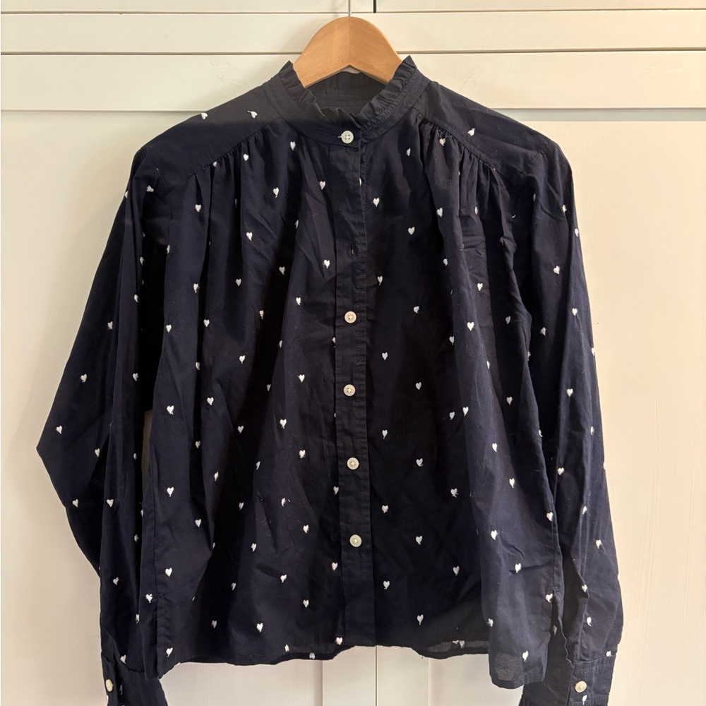Loft blouse with embroidered hearts